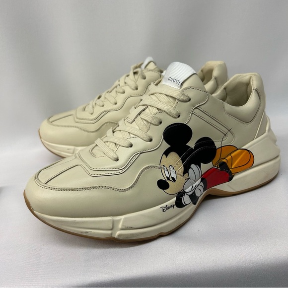 Gucci X Disney Rhyton Men's Cream Sneakers Low Top 9 / 42